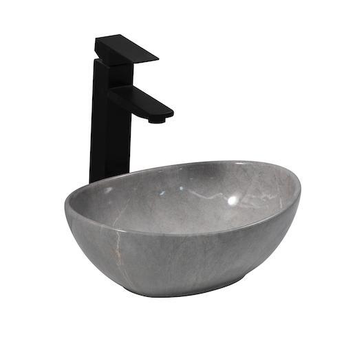 SALE - Durva 35 - Grijs marmer - Waskom -  -  - Keramiek -, Doe-het-zelf en Verbouw, Sanitair, Nieuw, Ophalen of Verzenden