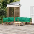 vidaXL 6-delige Loungeset met kussens bamboe groen, Verzenden, Nieuw, Hout, Loungeset