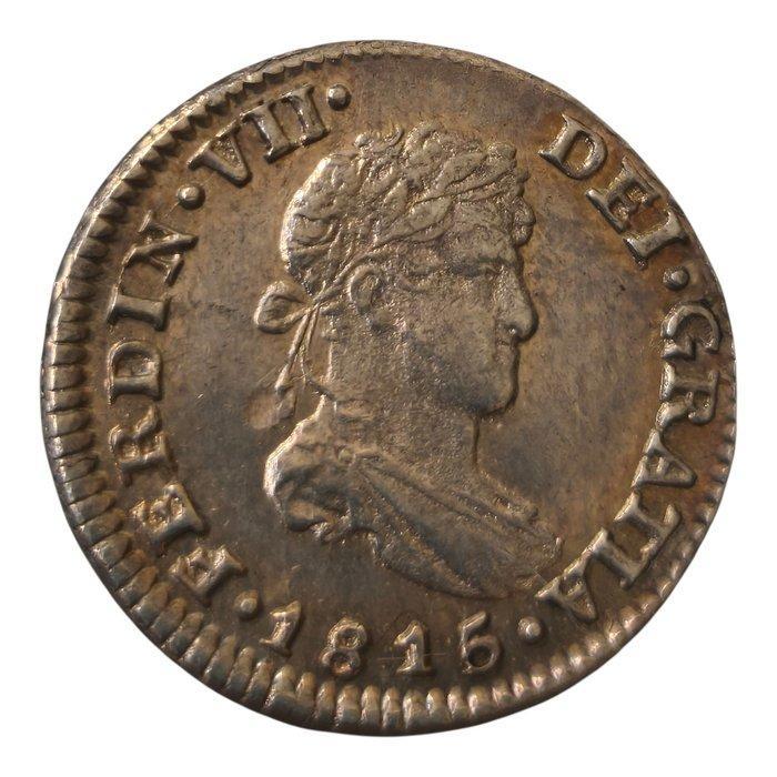 Spanje. Medio Real Fernando VII 1815 México, Postzegels en Munten, Munten | Europa | Niet-Euromunten