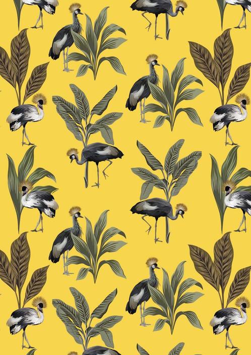 Inpakpapier Cadeaupapier Kraanvogel Yellow Wildlife -, Hobby en Vrije tijd, Knutselen, Overige typen, Nieuw, Ophalen of Verzenden