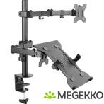 Equip 650119 Dual Arm monitorarm met laptop standaard Zwart, Computers en Software, Monitoren, Verzenden, Nieuw, Equip