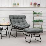 TRUUSK Rieten Relaxstoel Met Voetenbank Tuinstoel Outdoor Ri, Verzenden, Nieuw
