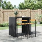 vidaXL Barkrukken 2 st poly rattan en massief acaciahout, Huis en Inrichting, Barkrukken, Verzenden, Nieuw