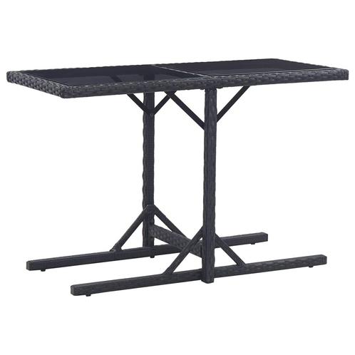 vidaXL Tuintafel 110x53x72 cm glas en poly rattan zwart, Tuin en Terras, Tuintafels, Nieuw, Verzenden