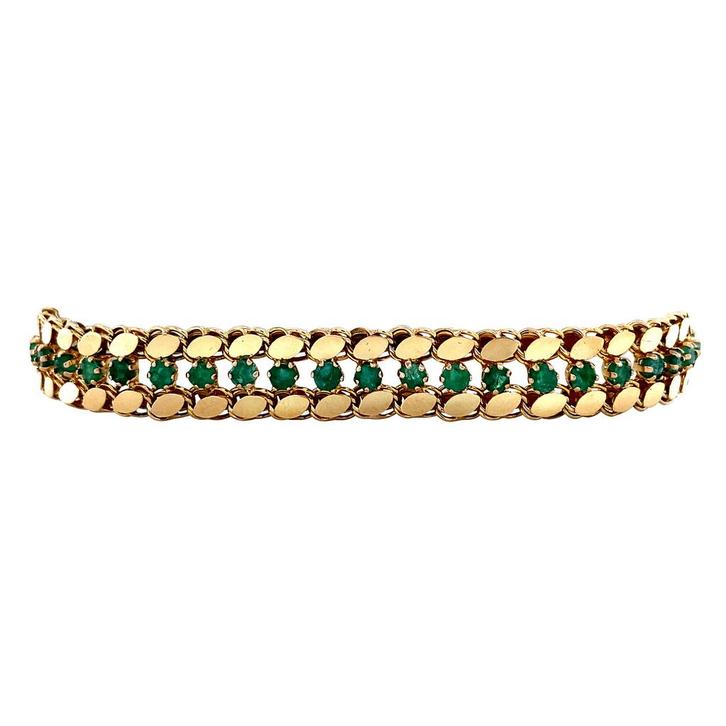 Vintage gouden fantasie armband met smaragd 14 krt, Sieraden, Tassen en Uiterlijk, Armbanden, Nieuw, Ophalen of Verzenden