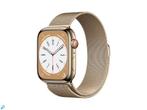Apple Watch Series 8 41mm RVS Goud Stainless Steel Milane..., Telecommunicatie, Mobiele telefoons | Apple iPhone, Ophalen of Verzenden