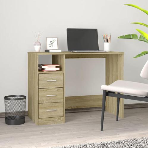 vidaXL Bureau met lades 102x50x76 cm bewerkt hout sonoma, Huis en Inrichting, Bureaus, Nieuw, Verzenden