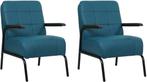 Blauwe leren retro fauteuil |  blauw leer | NIEUW, Huis en Inrichting, Fauteuils, Ophalen of Verzenden, Nieuw, Leer, Industrieel