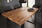 Massief houten eettafel IRON CRAFT 120 cm natuurlijke, Nieuw, Ophalen of Verzenden