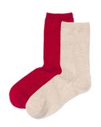 HEMA Dames sokken met katoen - 2 paar rood, Kleding | Dames, Nieuw, Verzenden