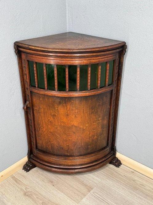 Kast - Hout - Antieke Hoekkast, Antiek en Kunst, Curiosa en Brocante