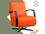 Leren draaifauteuil Mood - Toledo Orange (oranje) -, Huis en Inrichting, Fauteuils, Nieuw, Ophalen of Verzenden, 50 tot 75 cm