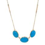 Collier met Robins egg Turquoise 46 cm 13 karaat, Verzenden, Zo goed als nieuw, Blauw, Goud