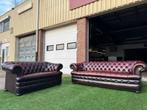 Bankstel CHESTERFIELD 3+2 zit banken  leer gecapitonneerd, Design, Zo goed als nieuw, Rechte bank, Leer