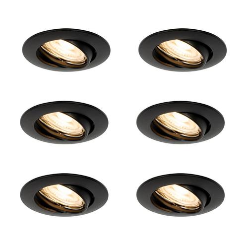 Set van 6 inbouwspots zwart GU10 35mm - Edu, Huis en Inrichting, Lampen | Spots, Nieuw, Overige materialen