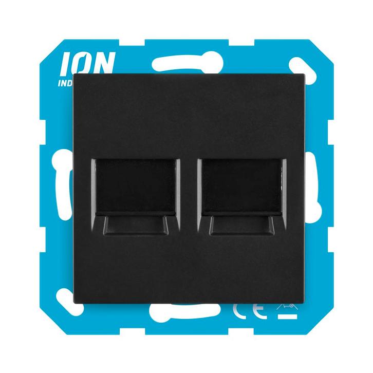 Modular Jack 2-voudig met Centraalplaat V1/J1 Mat Zwart, Doe-het-zelf en Verbouw, Elektra en Kabels, Nieuw, Ophalen of Verzenden