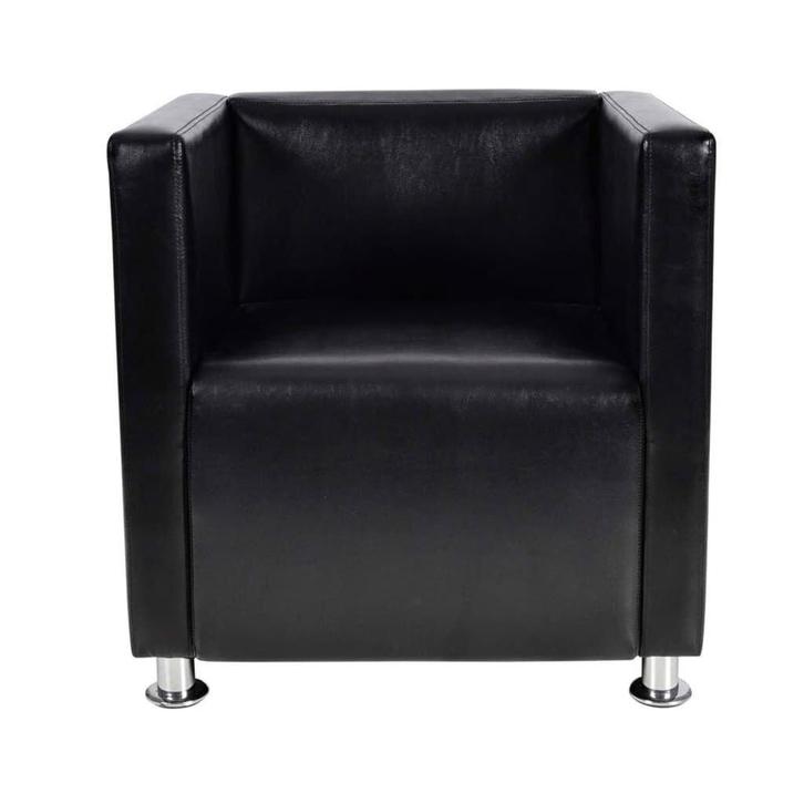 Kubus Fauteuil Zwart Kunstleer | Tweedekansje! OP=OP, Huis en Inrichting, Fauteuils, 50 tot 75 cm, Minder dan 75 cm, Nieuw, Ophalen of Verzenden