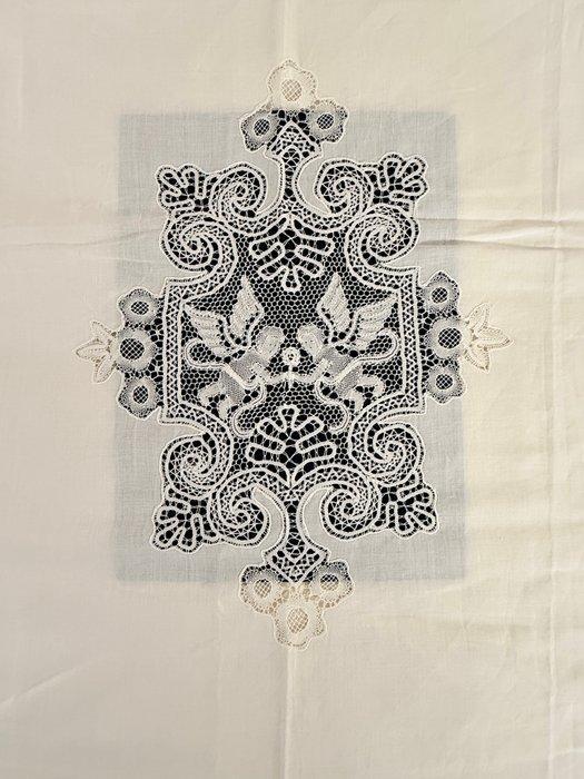 Borduurwerk - 300 cm - 210 cm - Kraam lino / zingen met de, Antiek en Kunst, Antiek | Kleden en Textiel