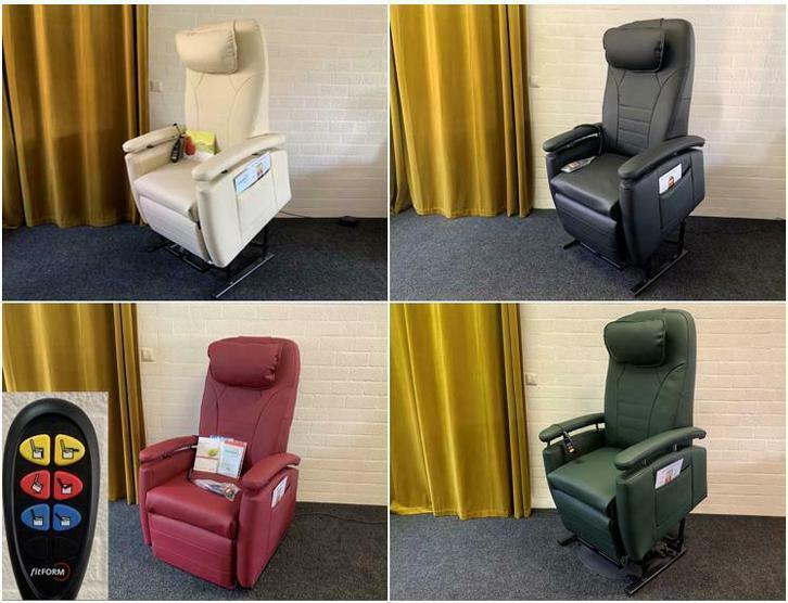 Nieuwstaat Fitform Sta op Stoel Leer Aanbiedingsprijs €1.950, Huis en Inrichting, Fauteuils, Zo goed als nieuw, Hout, Leer, Metaal