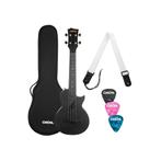 Cascha HH 2258 Zwarte Carbon Fiber concert ukulele met, Ophalen of Verzenden, Nieuw