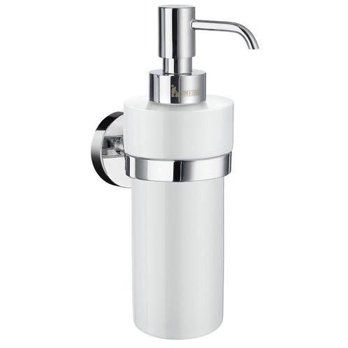 Zeepdispenser Smedbo Home 200 ml met Porselein 8x8x18 cm, Doe-het-zelf en Verbouw, Sanitair, Bad, Nieuw, Chroom, Ophalen of Verzenden