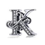 Letter K Bedel Charm met Zirkonia Pandora compatible, Nieuw, Overige merken, Verzenden