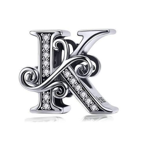 Letter K Bedel Charm met Zirkonia Pandora compatible, Sieraden, Tassen en Uiterlijk, Bedels, Nieuw, Overige merken, Verzenden