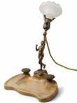 Beeld, Lamp, Staand vrouwelijk naakt - Art Deco