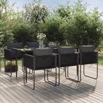 vidaXL 7-delige Tuinset zwart, Tuin en Terras, Tuinsets en Loungesets, Verzenden, 6 zitplaatsen, Nieuw, Rvs
