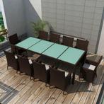 vidaXL 11-delige Tuinset met kussens poly rattan bruin, Meer dan 8 zitplaatsen, Nieuw, Tuinset, Verzenden