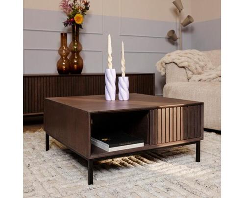 Salontafel Madison vierkant Walnoot | 80x80 cm, Huis en Inrichting, Tafels | Salontafels, Nieuw, Ophalen of Verzenden