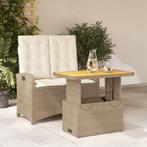 vidaXL 2-delige Tuinset met kussens poly rattan beige, 2 zitplaatsen, Nieuw, Tuinset, Verzenden