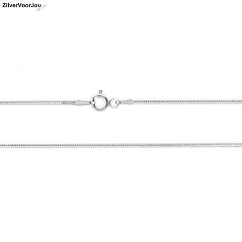 Zilveren slang ketting 45 cm 1.1 mm breed, Sieraden, Tassen en Uiterlijk, Kettingen, Nieuw, Zilver, Verzenden
