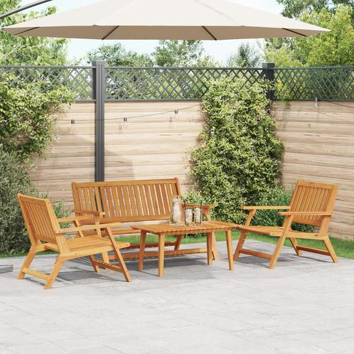 vidaXL Ligbedden met Tafel 4 stuks Massief Acaciahout, Tuin en Terras, Tuinsets en Loungesets, Nieuw, Verzenden