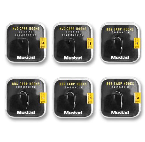 Mustad Long Shank 40 Carp Hooks Pack Karperhaken (6 packages, Watersport en Boten, Hengelsport | Algemeen, Nieuw, Verzenden