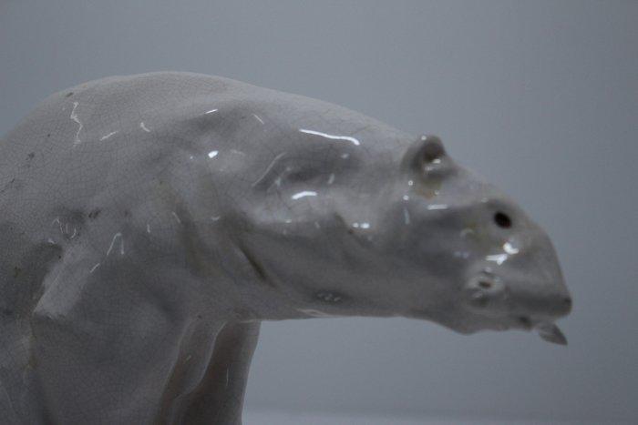 Domien Ingels - Beeld, IJsbeer met vis - 15 cm - Aardewerk, Antiek en Kunst, Kunst | Designobjecten