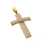 Gouden kruis met zirconia (kruis hanger, kettinghanger), Overige merken, Goud, Gebruikt, Ophalen of Verzenden