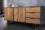 Massief houten dressoir BARRACUDA 150cm teak mango zwart, Huis en Inrichting, Ophalen of Verzenden, Nieuw