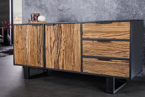 Massief houten dressoir BARRACUDA 150cm teak mango zwart, Huis en Inrichting, Kasten | Dressoirs, Ophalen of Verzenden