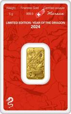 5 Gram Goudbaar - Argor-Heraeus Year of the Dragon, Postzegels en Munten, Edelmetalen en Baren, Goud, Verzenden