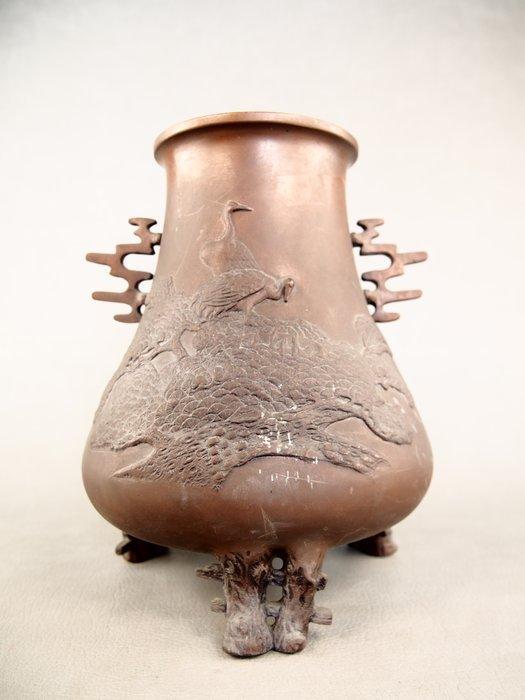 Vaas - Brons, Vaas met vogel- en dennenboommotief - Antieke, Antiek en Kunst, Antiek | Overige Antiek