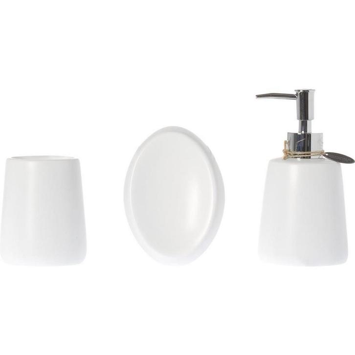 Benson 3-delige badkamerset - wit - keramiek - 26 cm, Huis en Inrichting, Badkamer | Badtextiel en Accessoires, Nieuw, Ophalen of Verzenden