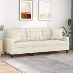 vidaXL Driezitsbank met sierkussens 180 cm kunstleer, Huis en Inrichting, Verzenden, 150 tot 200 cm, Leer, Driepersoons