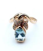 Ring - 14 karaat Roségoud Aquamarijn - Diamant, Sieraden, Tassen en Uiterlijk, Ringen, Nieuw