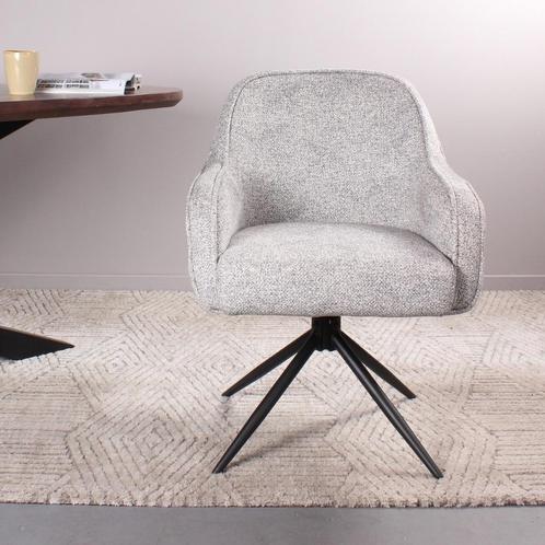 Eetkamerstoel met armleuning  Stof Grijs - Armstoel Grijs, Huis en Inrichting, Stoelen, Grijs, Nieuw, Ophalen of Verzenden