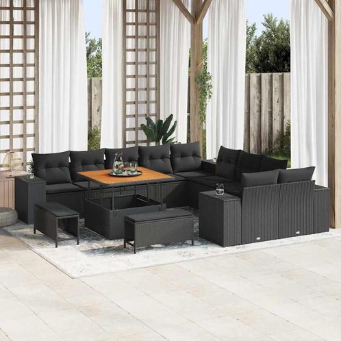 vidaXL Tuin Sofa Set in hoogte verstelbaar 13 pcs Zwart poly, Tuin en Terras, Tuinsets en Loungesets, Nieuw, Verzenden
