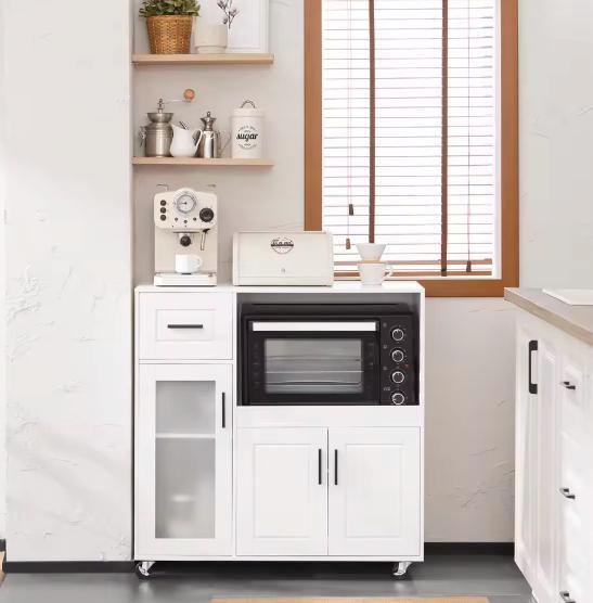 Witte Keukentrolley met Lade en Glazen Deur – 89 cm, Huis en Inrichting, Keuken | Keukenelementen, Nieuw, Verzenden