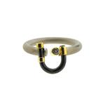 Tricolor ring met diamant | 0,06 ct. (Titanium, keramiek), Gebruikt, Overige kleuren, Ophalen of Verzenden, 17 tot 18