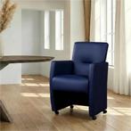 Leren eetkamerstoel Pleasure - Toledo Kobalt (blauw) - Met, Ophalen of Verzenden, Nieuw, Leer, Eigentijds, Modern