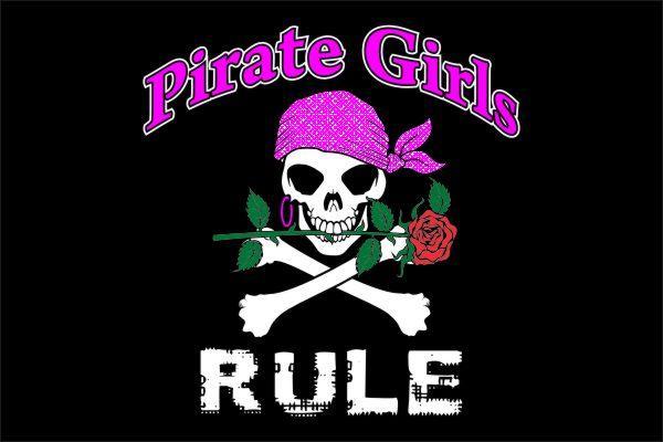 Pirate girls rule - piraten vlag, Watersport en Boten, Bootonderdelen, Nieuw, Zeilboot of Motorboot, Ophalen of Verzenden
